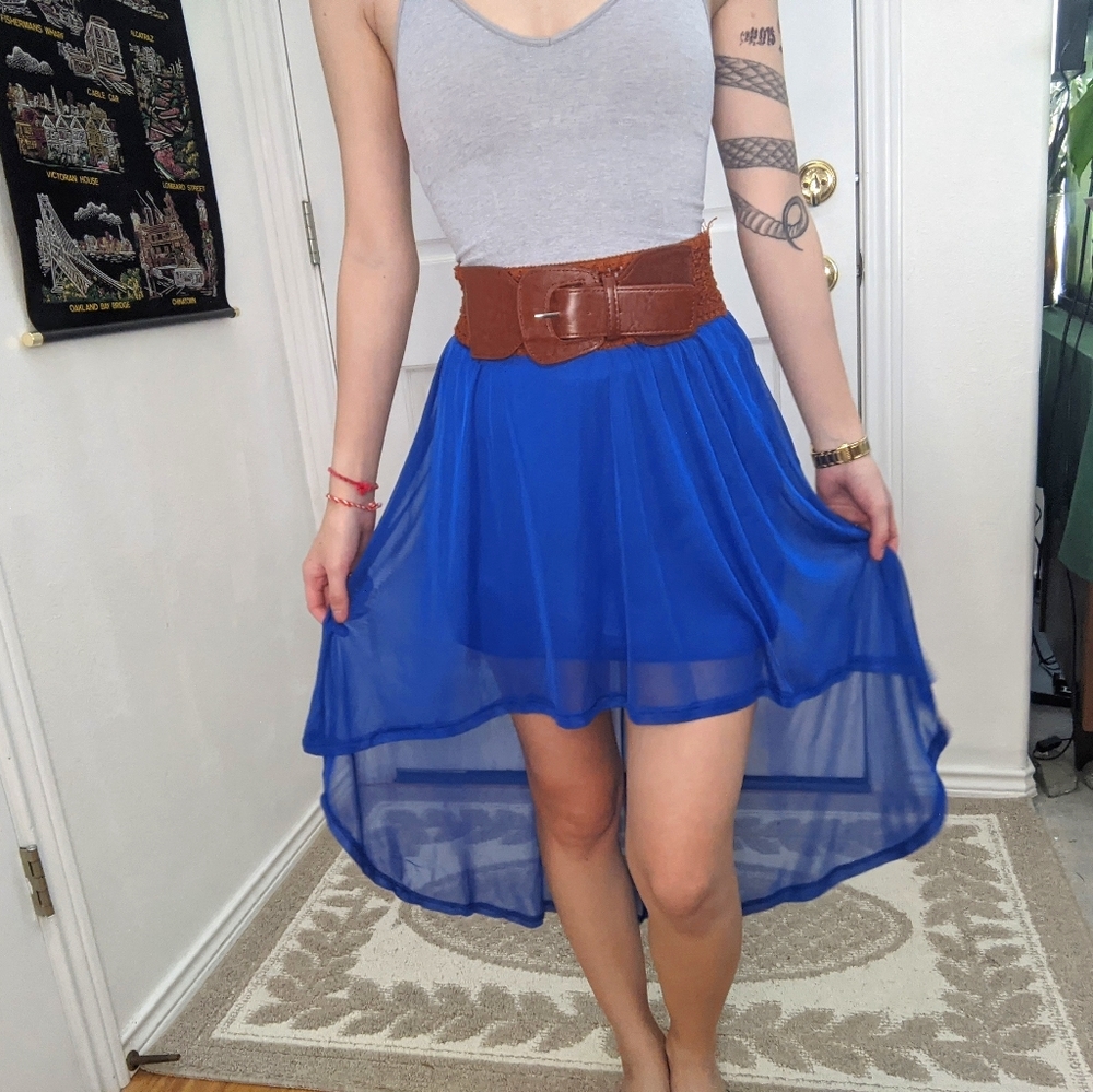 Mesh asymmetrical skirt